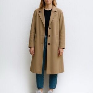 Vintage Hand Tailored Premium Quality 100% Cashmere Coat In Tan | Size M